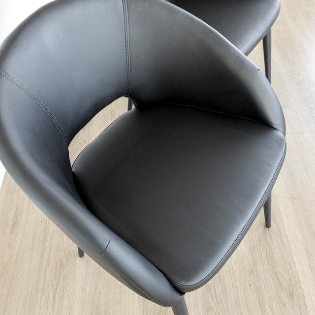Ensemble de 2 chaises de salle à manger en cuir végane noir - Madison