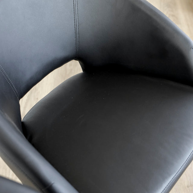 Ensemble de 2 chaises de salle à manger en cuir végane noir - Madison