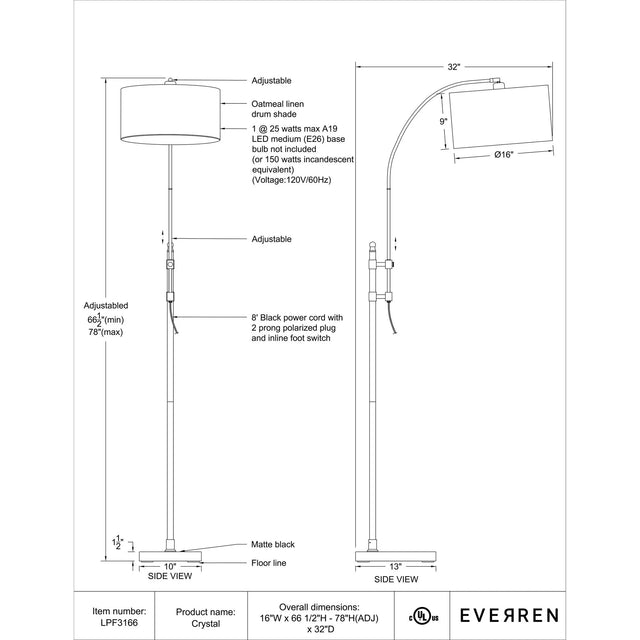 Lampe sur pied Crystal