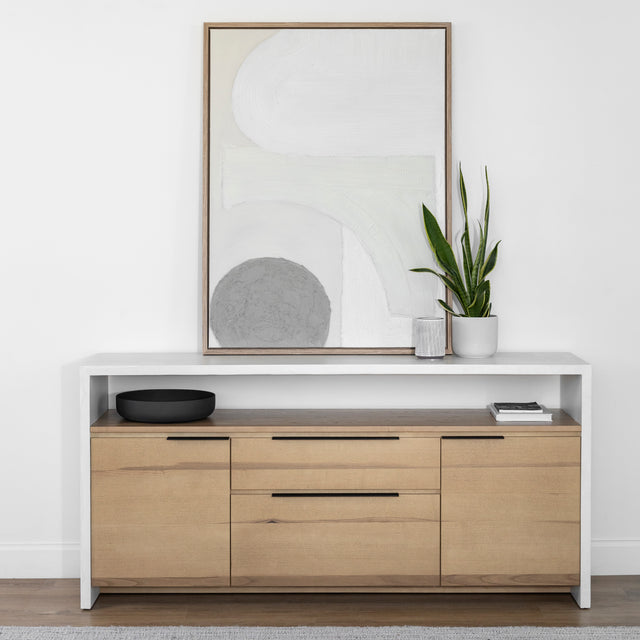 Buffet en béton poussière de lune avec frêne blond - Anabel