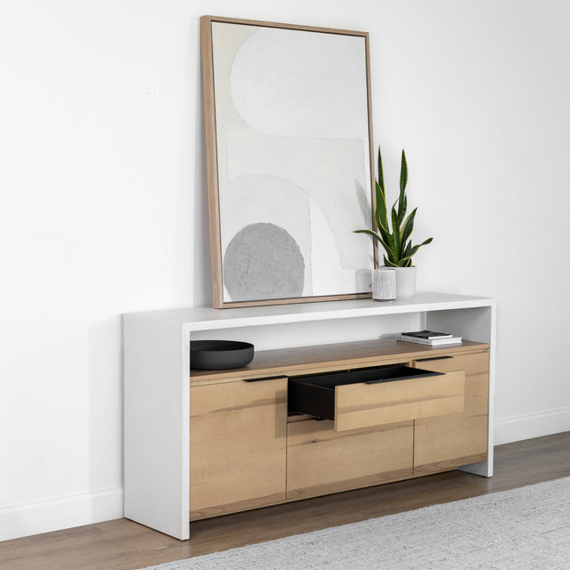 Buffet en béton poussière de lune avec frêne blond - Anabel