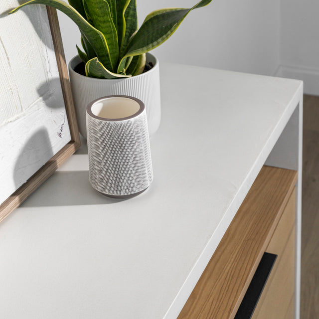 Buffet en béton poussière de lune avec frêne blond - Anabel