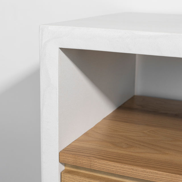 Buffet en béton poussière de lune avec frêne blond - Anabel