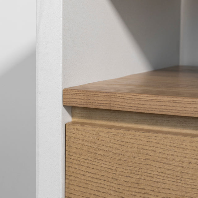 Buffet en béton poussière de lune avec frêne blond - Anabel