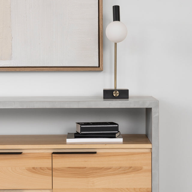 Buffet en béton ciment et merisier naturel - Anabel