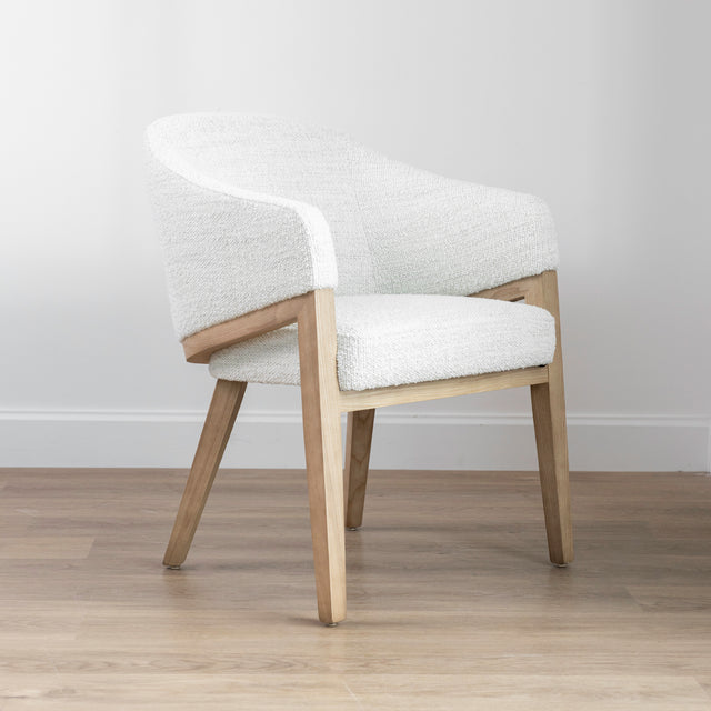 Ivory bouclé fabric dining chair - Morgan