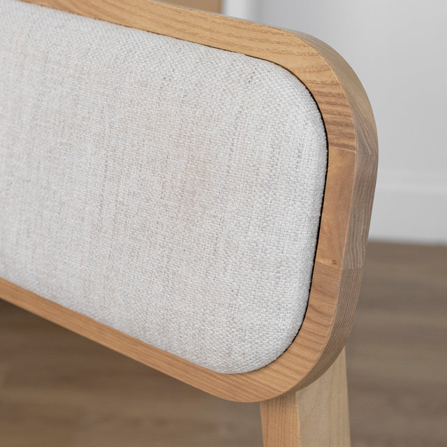 Dining chair in sand-colored fabric and light ash wood - Nora