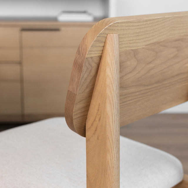 Dining chair in sand-colored fabric and light ash wood - Nora