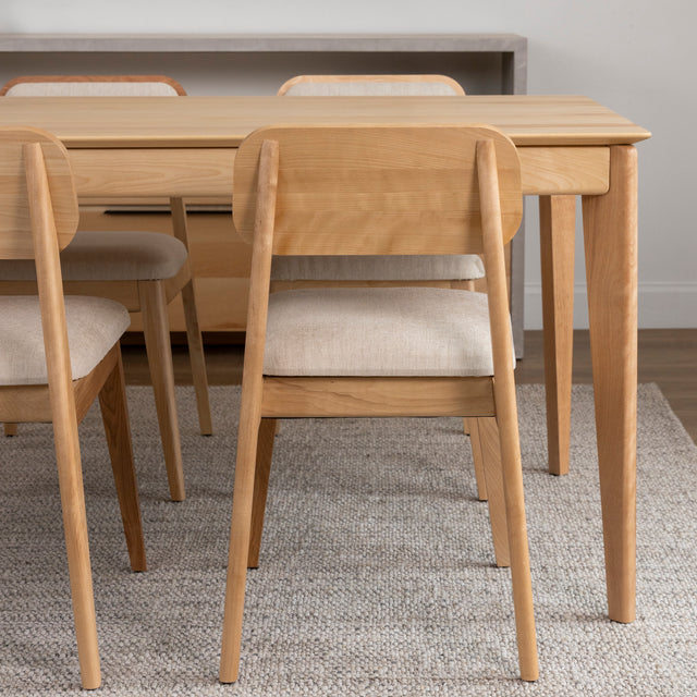 Chaise de cuisine en tissu sablon et merisier naturel - Nora