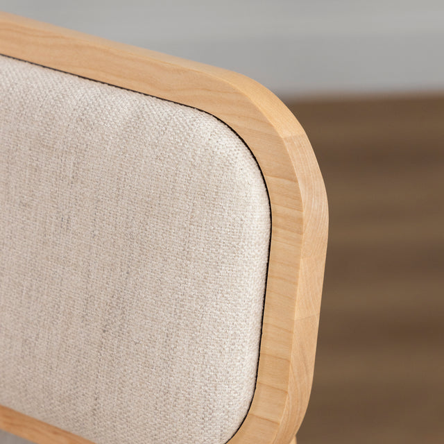 Chaise de cuisine en tissu sablon et merisier naturel - Nora