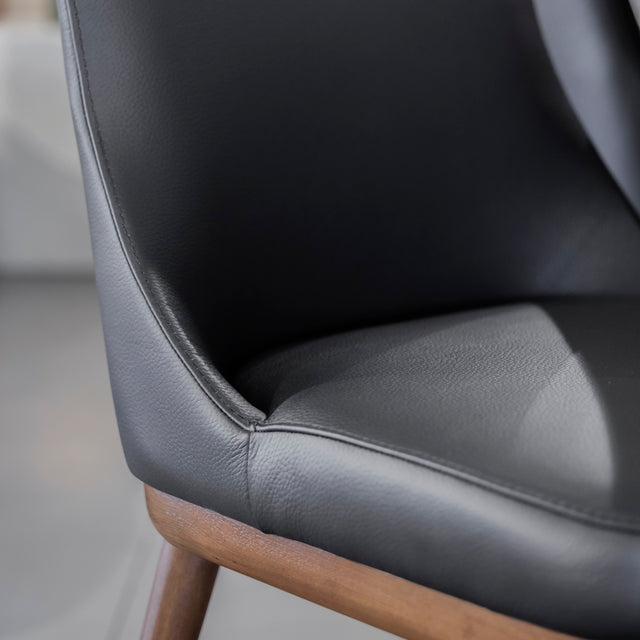 Chaise de salle à manger en cuir noir - Iris