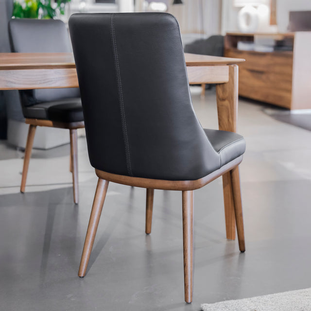 Chaise de salle à manger en cuir noir - Iris