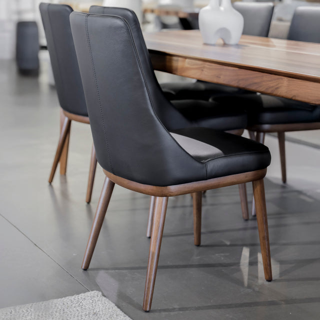 Chaise de salle à manger en cuir noir - Iris