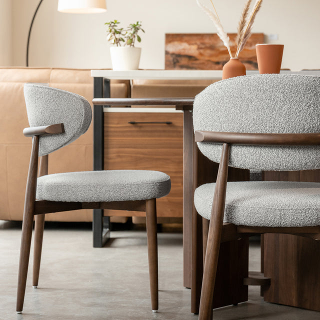 Chaise de cuisine en tissu bouclé ivoire - Lawford