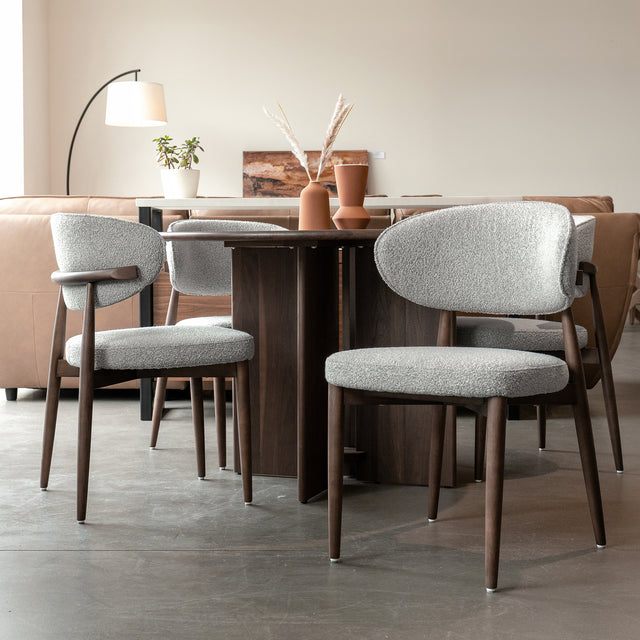 Chaise de cuisine en tissu bouclé ivoire - Lawford