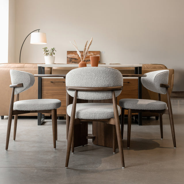 Chaise de cuisine en tissu bouclé ivoire - Lawford