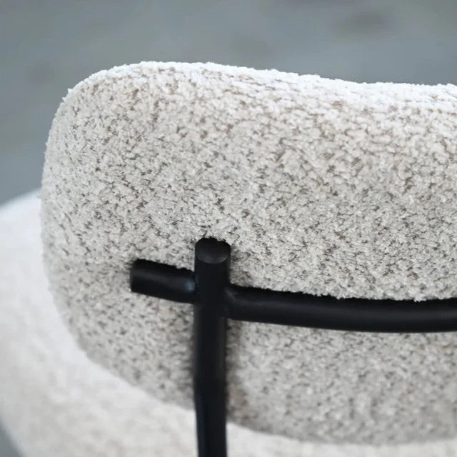 Chaise de cuisine en tissu bouclette crème - Lydia