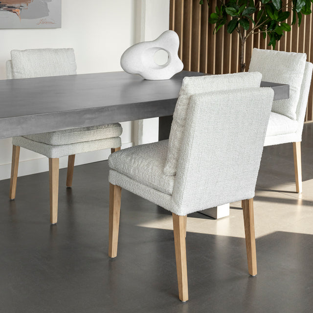 Chaise de cuisine en tissu bouclé ivoire - Monroe