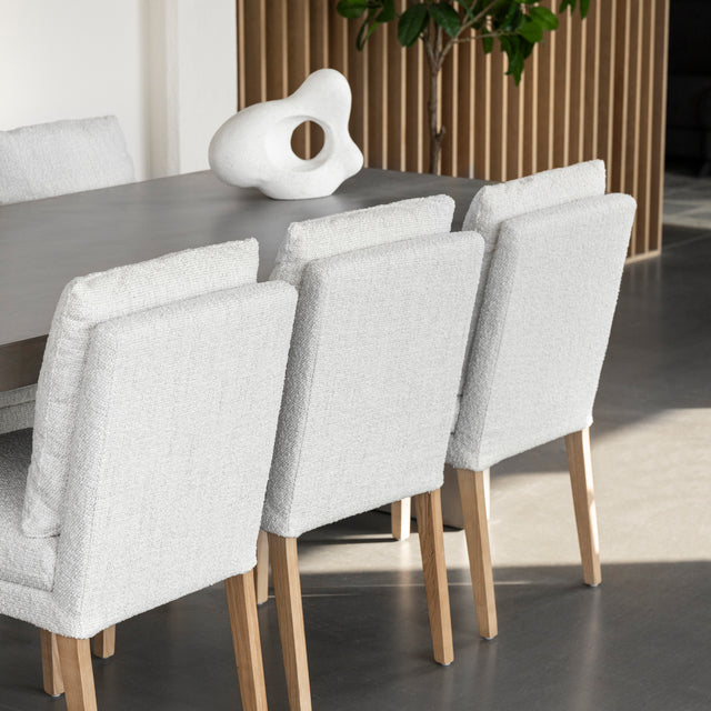 Chaise de cuisine en tissu bouclé ivoire - Monroe