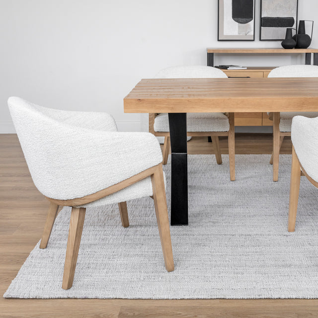 Ivory bouclé fabric dining chair - Morgan