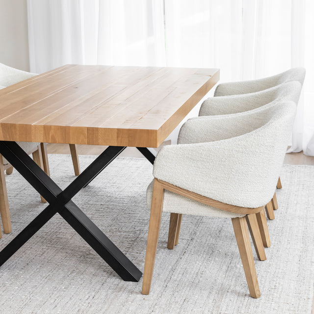 Chaise de cuisine en tissu bouclé ivoire - Morgan