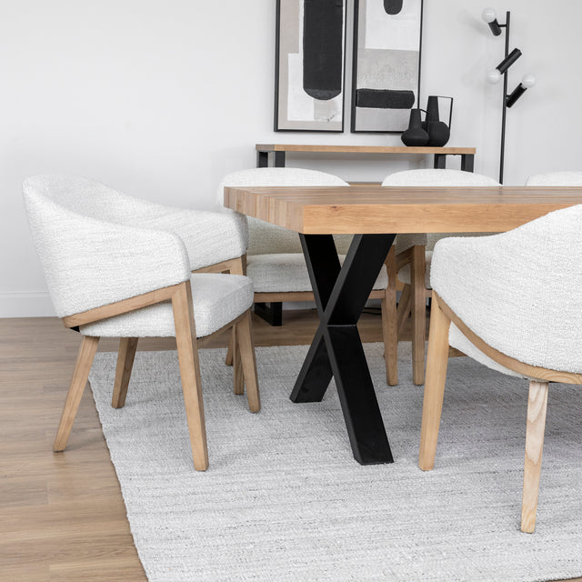 Ivory bouclé fabric dining chair - Morgan