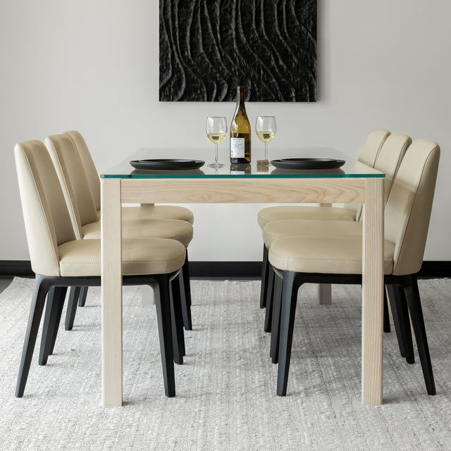 Chaise de cuisine en cuir taupe - Tessa