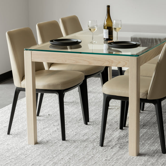 Chaise de cuisine en cuir taupe - Tessa