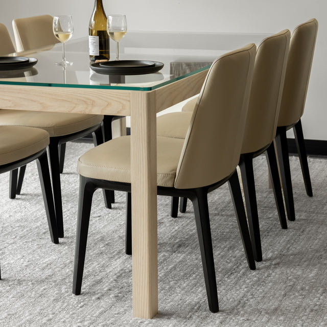 Chaise de cuisine en cuir taupe - Tessa