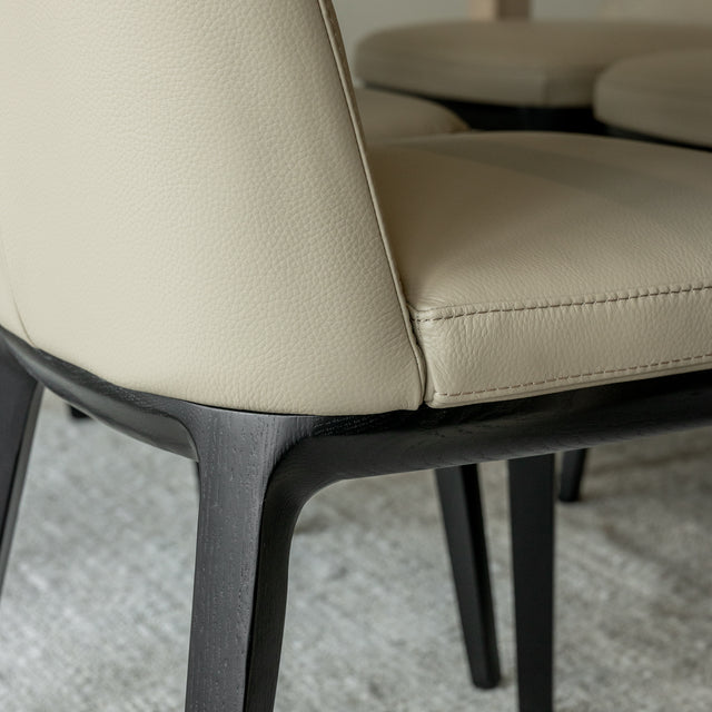 Chaise de cuisine en cuir taupe - Tessa