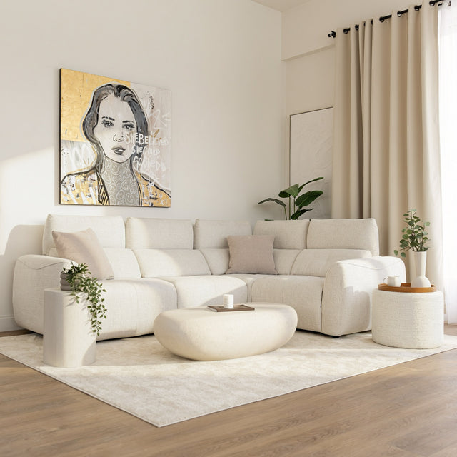 Sectionnel inclinable Éléna en tissu givré greige