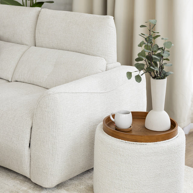 Sectionnel inclinable Éléna en tissu givré greige