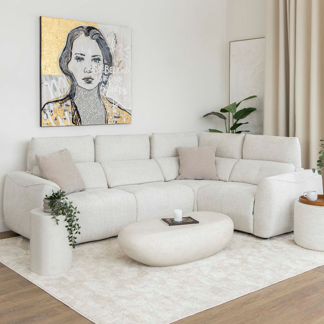 Sectionnel inclinable Éléna en tissu givré greige