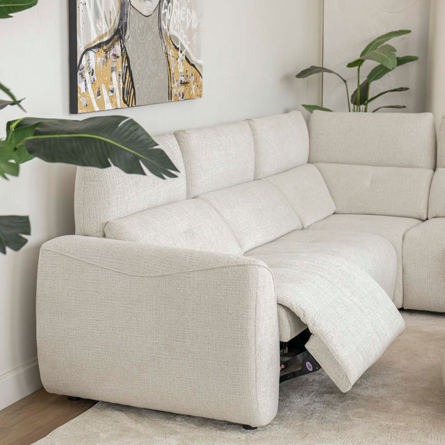 Sectionnel inclinable Éléna en tissu givré greige