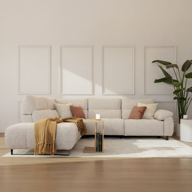 Sectionnel Gaspard en tissu sable fin