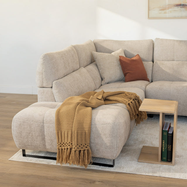 Sectionnel Gaspard en tissu sable fin