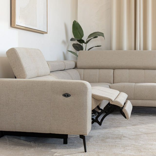 Sectionnel inclinable Léandre en tissu greige