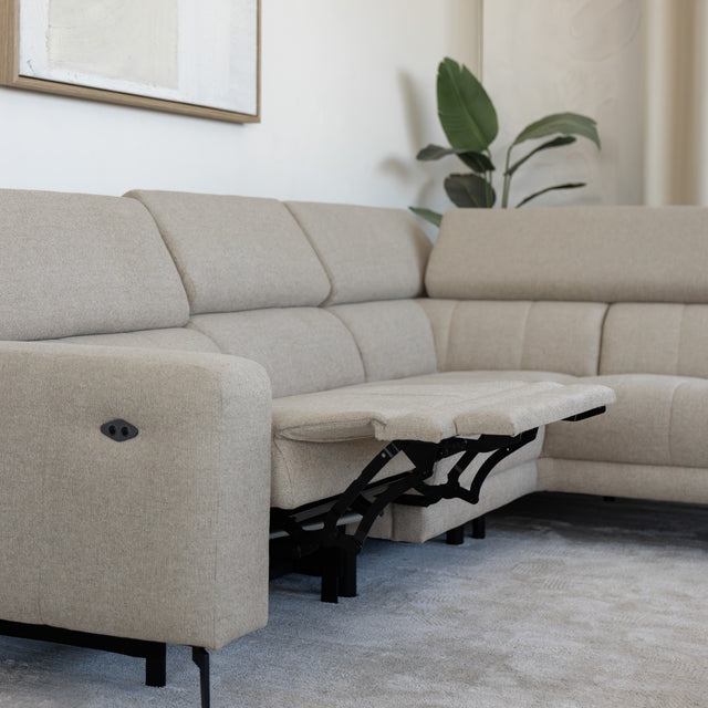 Sectionnel inclinable Léandre en tissu greige