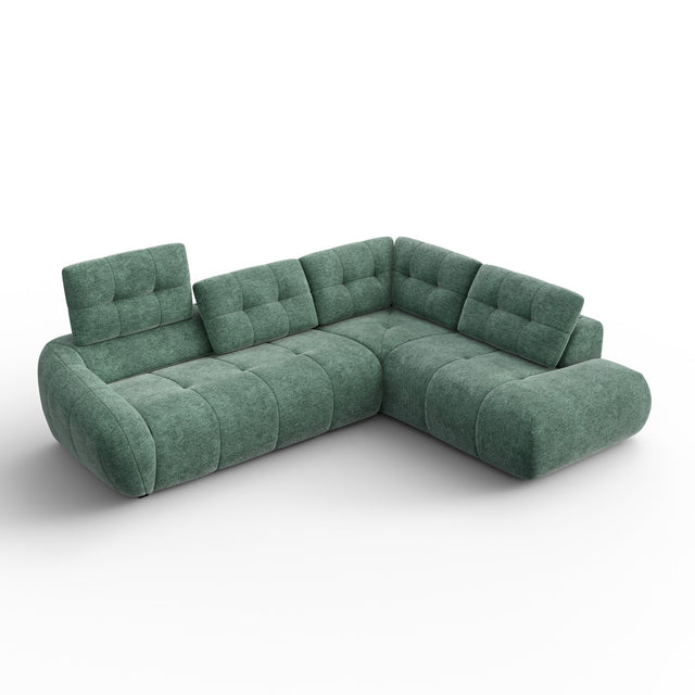 Modulaire en tissu vert, design moderne sur fond neutre.