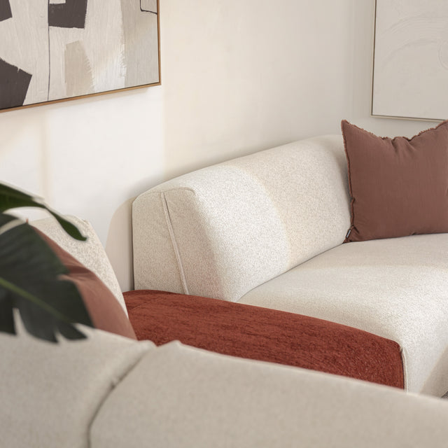 Milo Modular sofa in cream and burgundy fabric