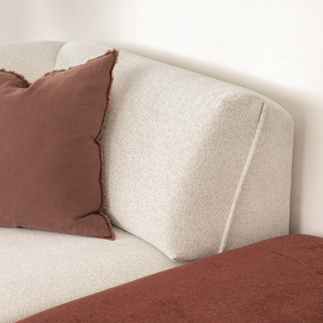 Milo Modular sofa in cream and burgundy fabric