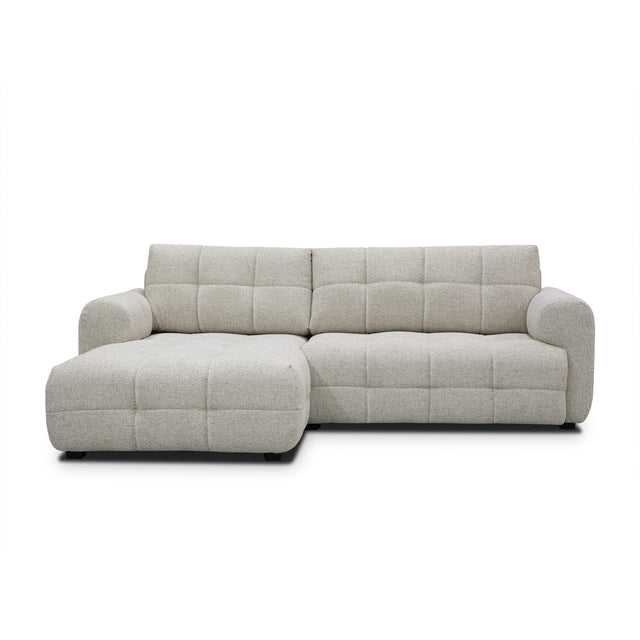 sofa modulaire en tissu terrazzo, design contemporain sur fond blanc.