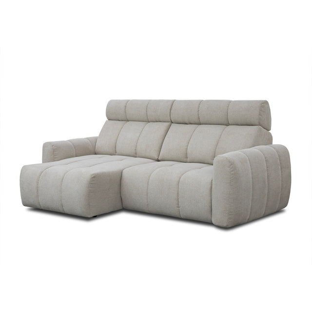 sofa modulaire en tissu gingembre, design moderne sur fond blanc.
