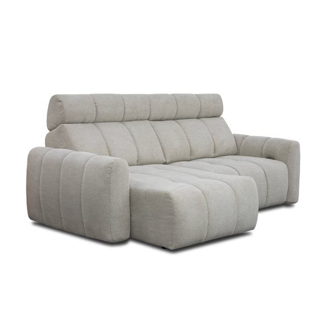sofa modulaire en tissu gingembre, design moderne sur fond blanc.