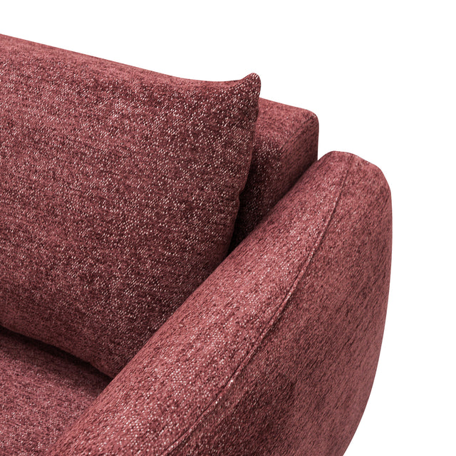 sofa modulaire en tissu bordeaux, design contemporain sur fond blanc.