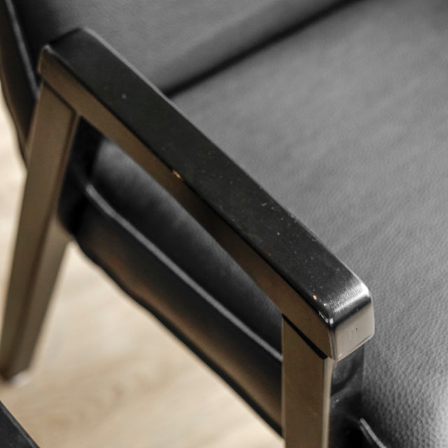 Set of 4 black vegan leather dining chairs - Panama