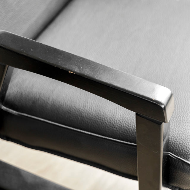 Set of 4 black vegan leather dining chairs - Panama