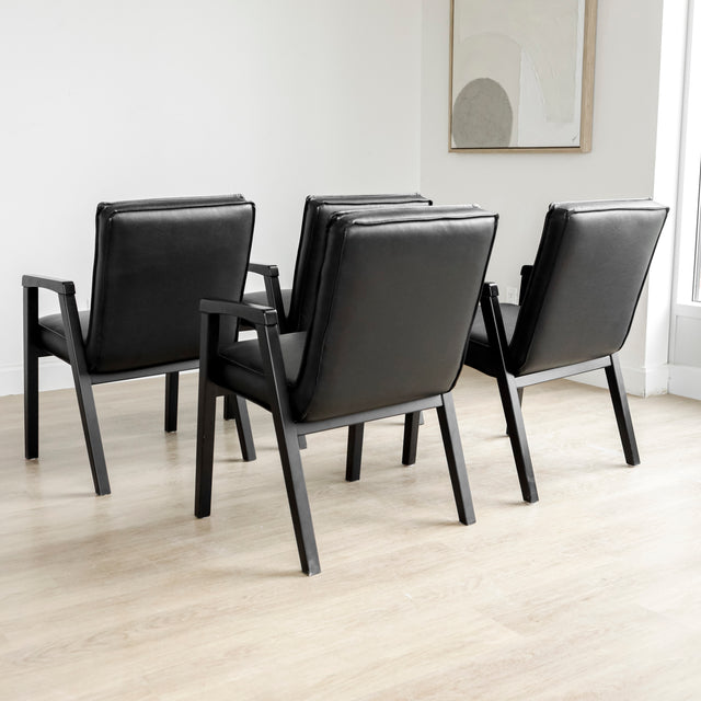 Set of 4 black vegan leather dining chairs - Panama