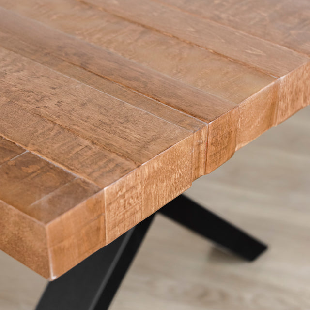 Table LAVIOLETTE 2,5" d'épaisseur, 40" × 68", en merisier roux avec pattes Chloé en acier
