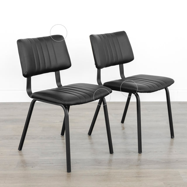 Ensemble de 2 chaises de cuisine en cuir végane noir - Mcgill